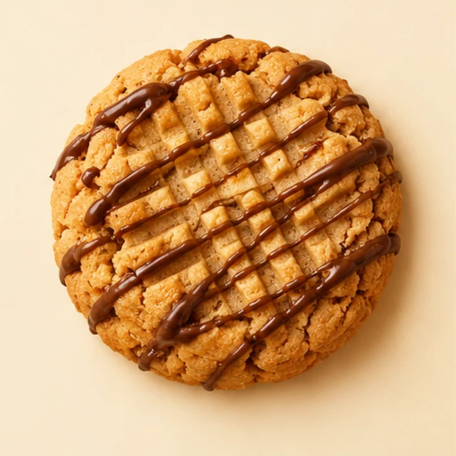 Cookie with chocolate drizzle